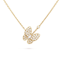 Two Butterfly 18K Gold Necklace