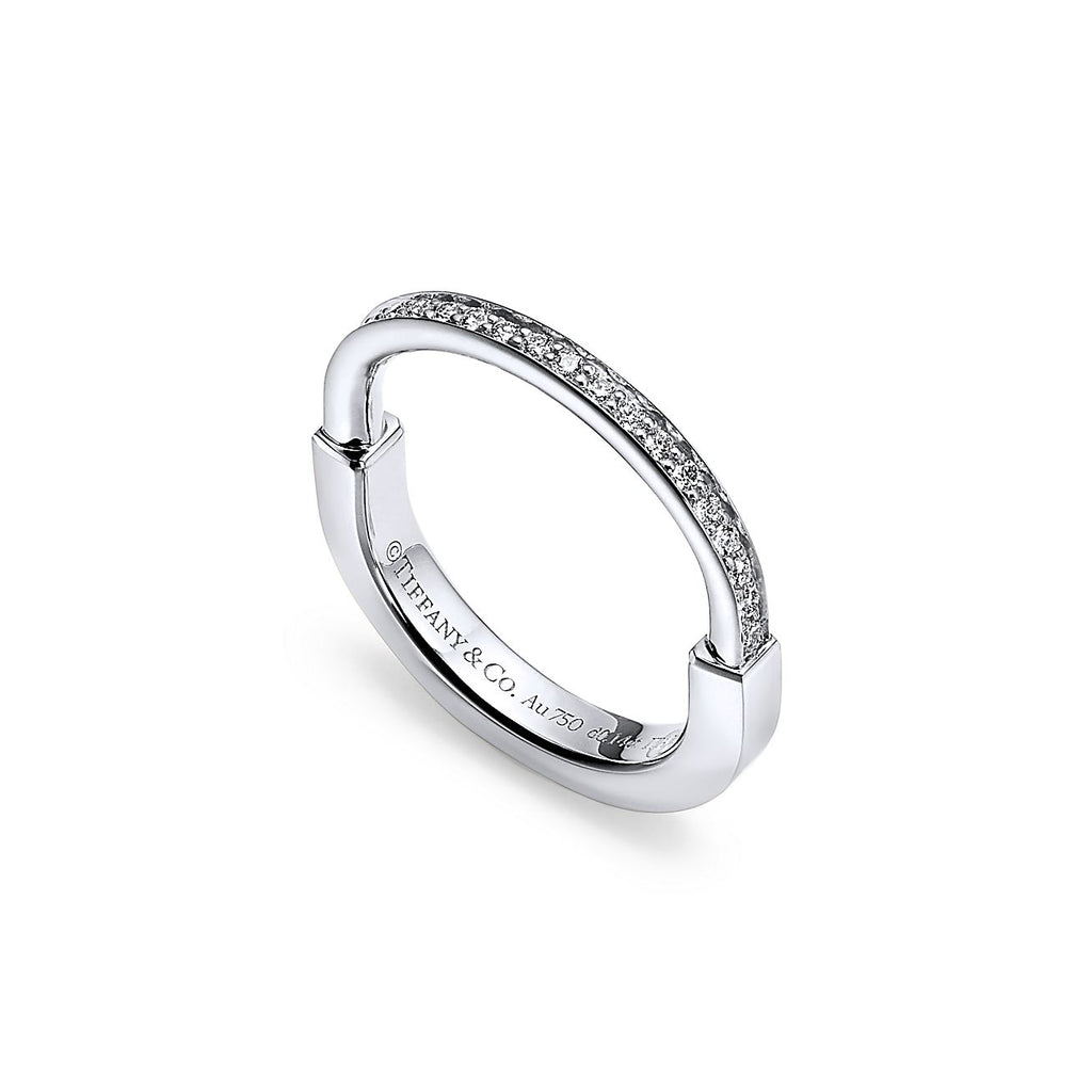 Tiffany Lock Diamonds 18K White Gold Ring