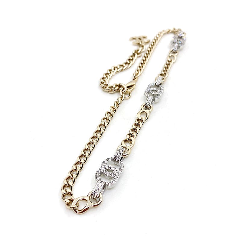 Chanel Crystal Chain Links Choker 18K Gold Necklace