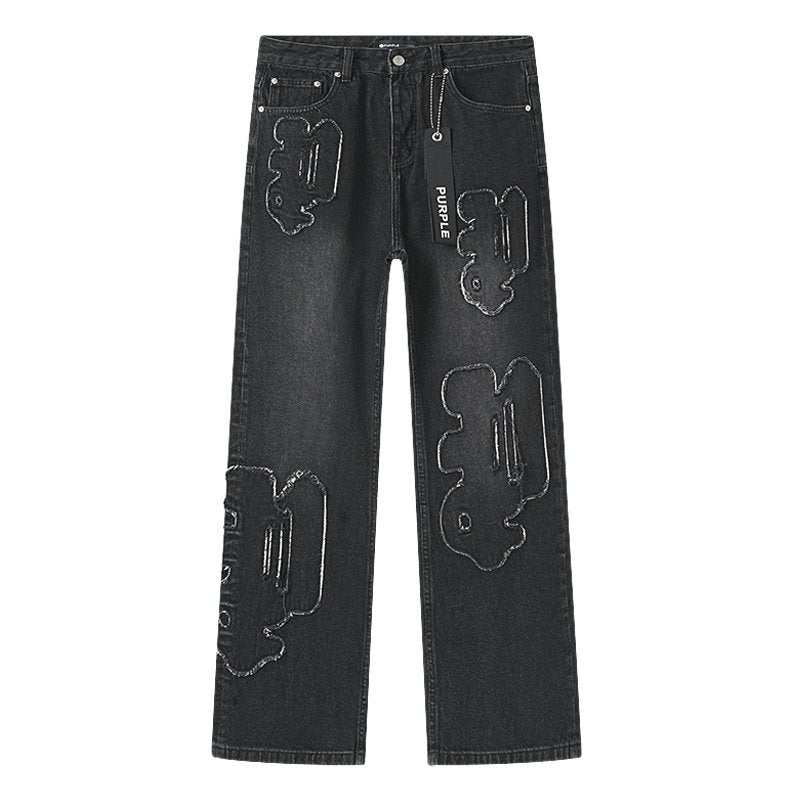 Purple Brand Black Graphic Patch Jeans — hero