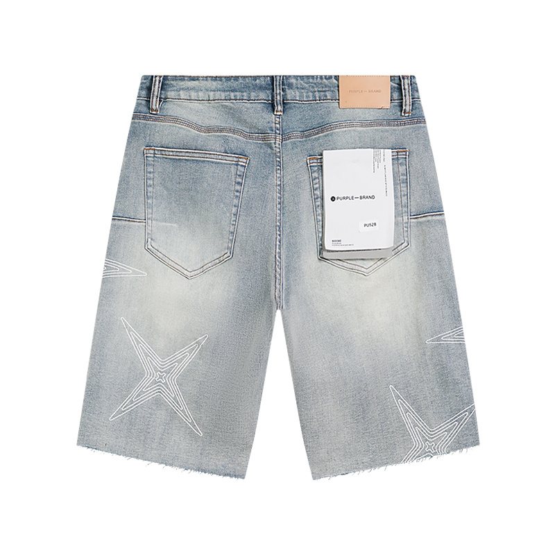 Purple Brand Star Graphic Denim Shorts — back