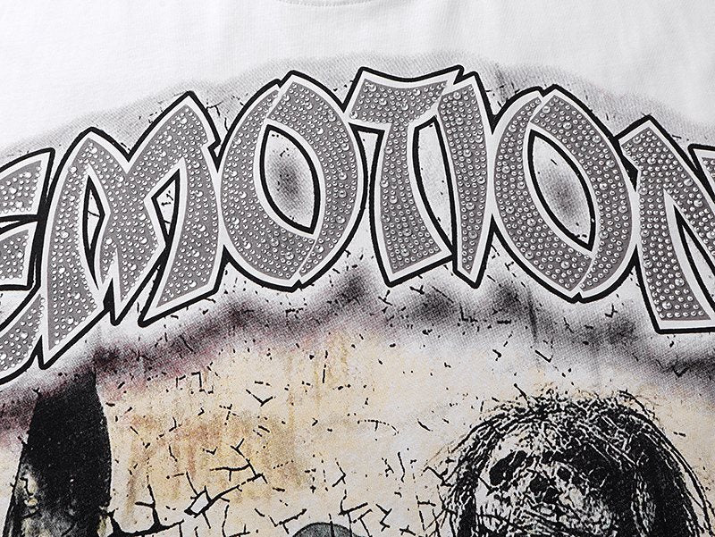 MIXED EMOTION White Graphic Short-Sleeve T-Shirt — detail