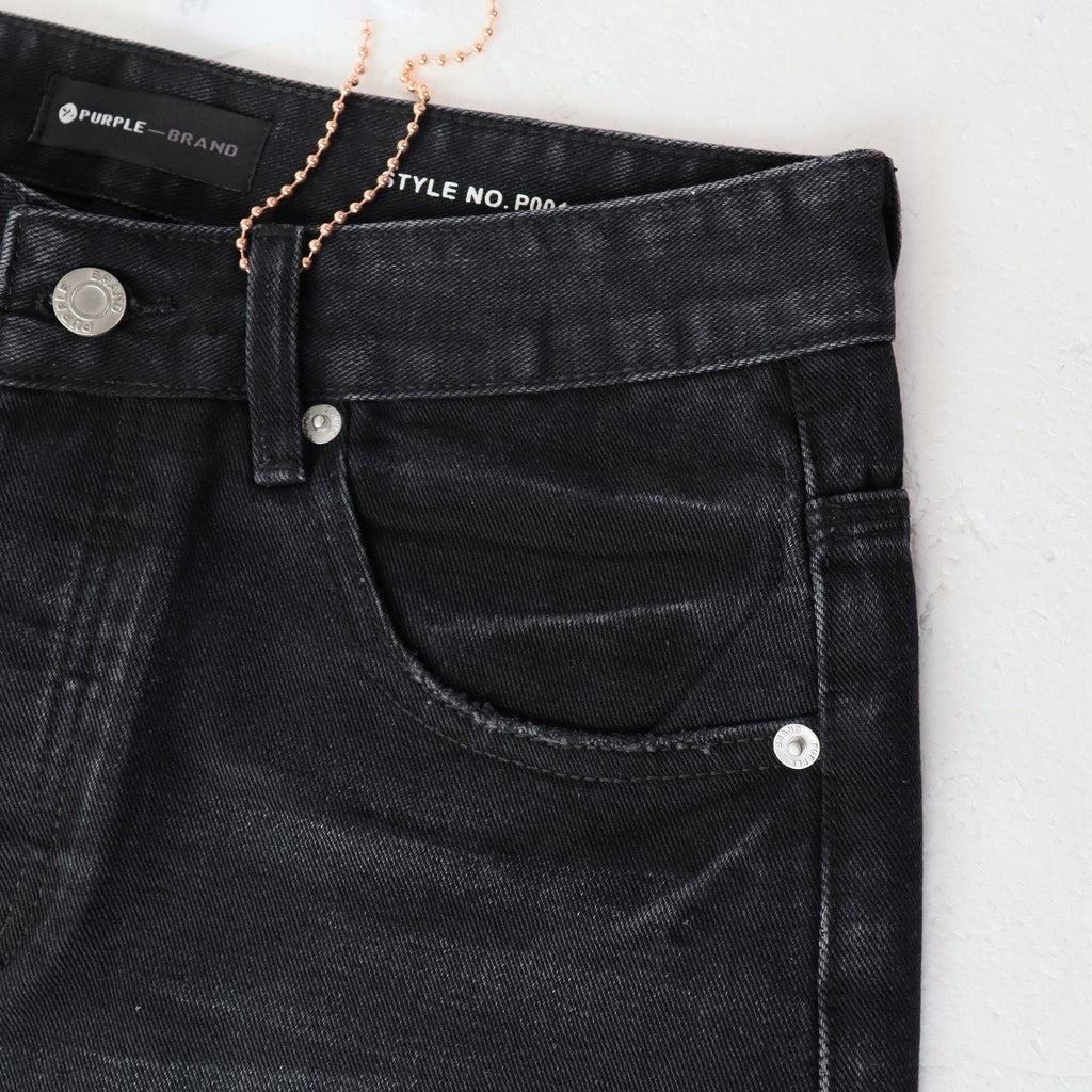 PURPLE Rhinestone Raw-Hem Denim Shorts — detail