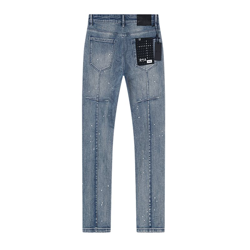 R+A Light Blue Paint Splatter Jeans — back
