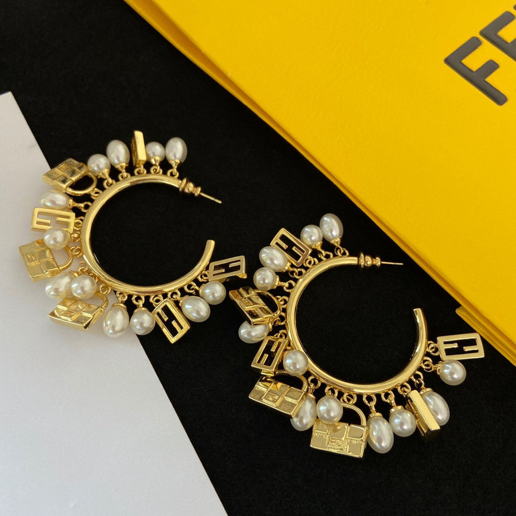 Fendi Pearls 18K Gold Earrings