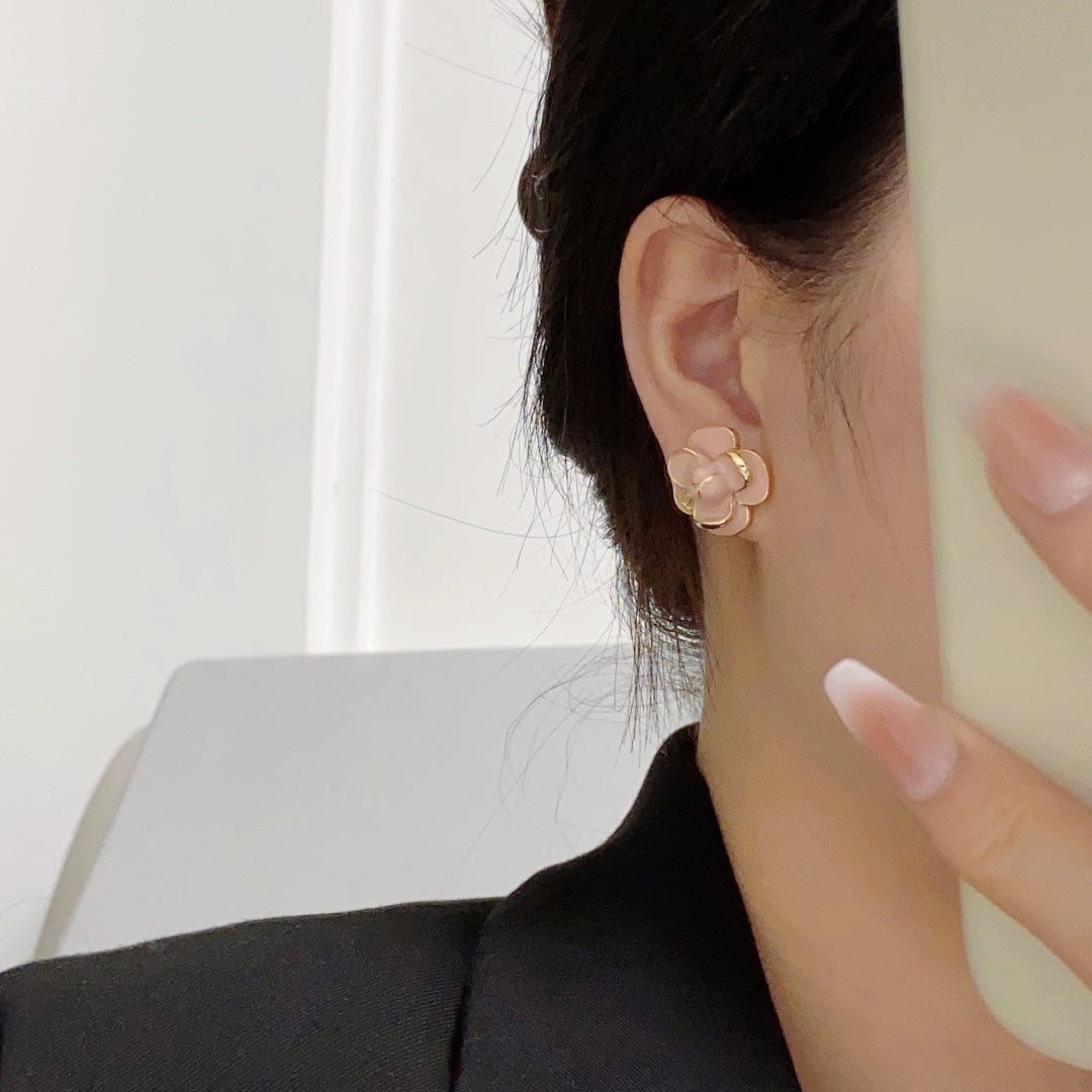 Chanel Camellia 18K Gold Earrings