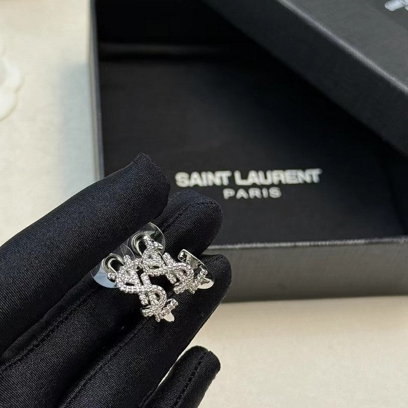 YSL Gold Diamond Circle 18K Gold Earrings