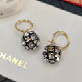Chanel Round Crystals 18K Gold Earrings