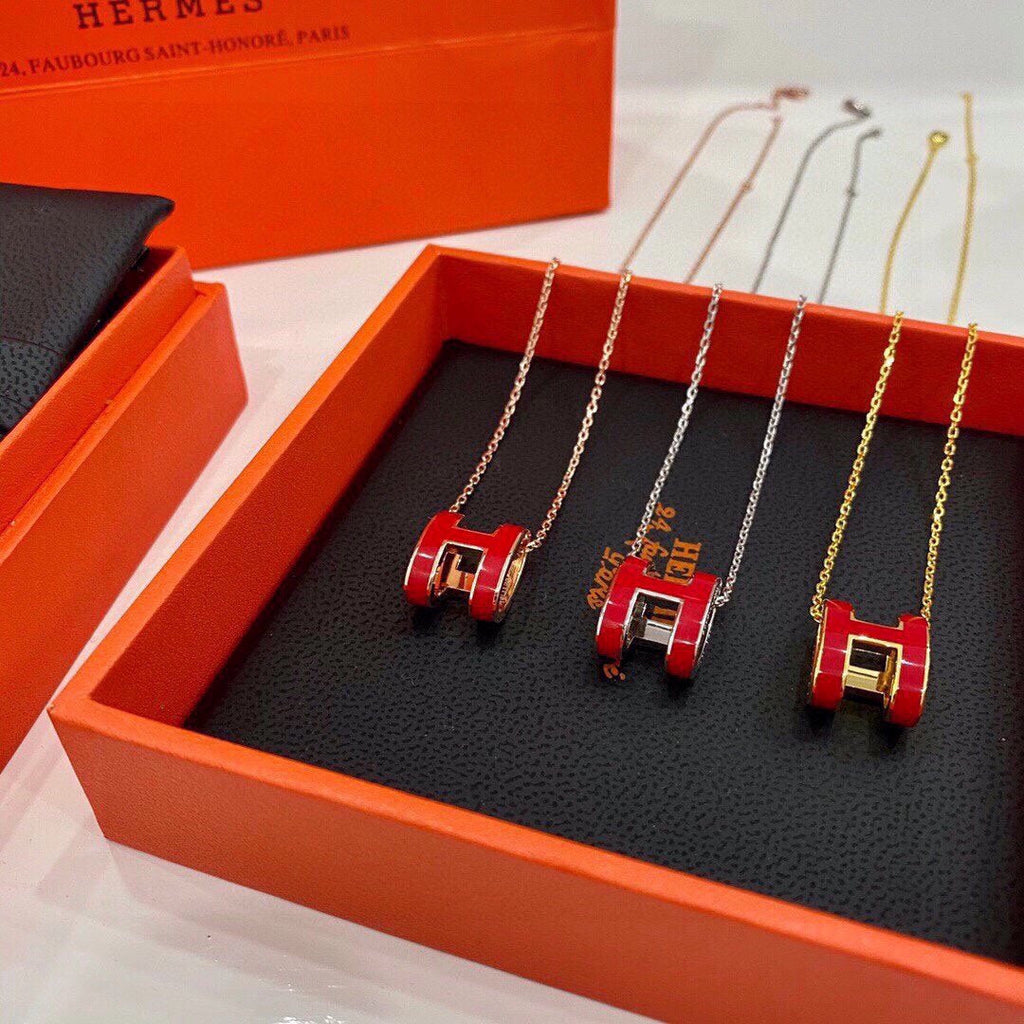 Hermes Mini Pop Red 18K Gold Necklace