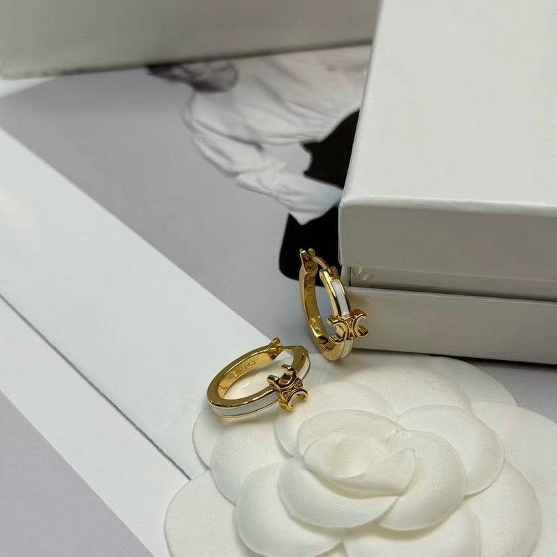 Celine Pearl Circle Gold 18K Gold Earrings
