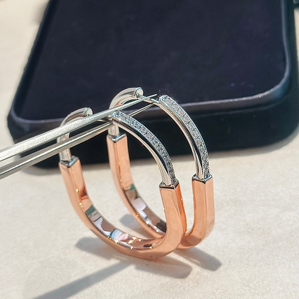 Tiffany Lock Diamond 18K Gold Earrings