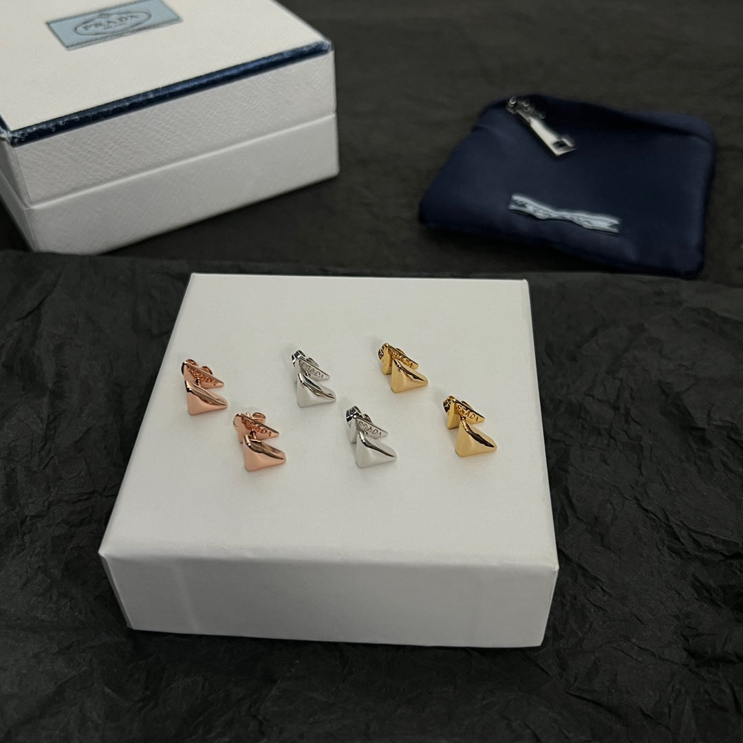 Prada Triangle 18K Gold Earrings