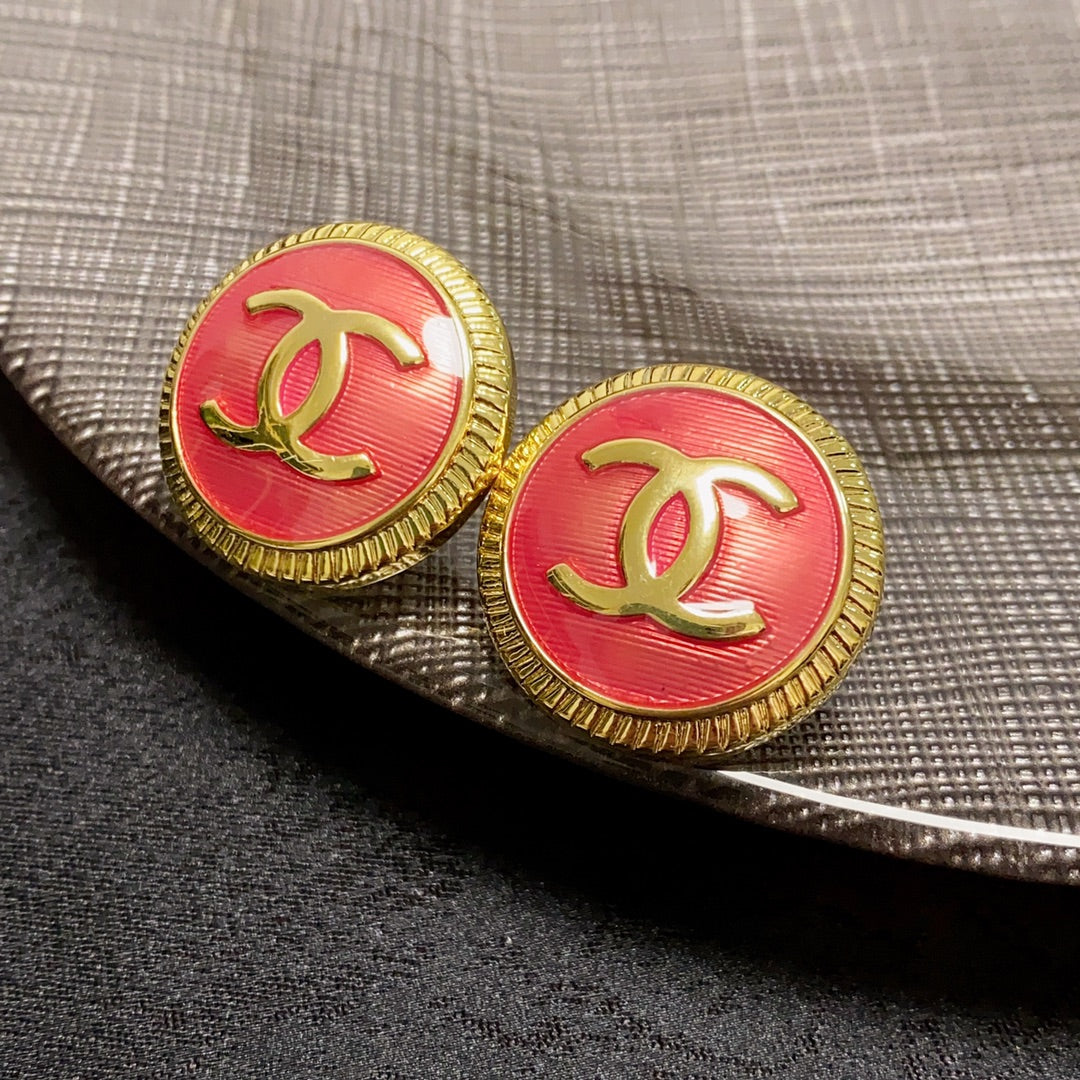 Chanel Red 18K Gold Earrings