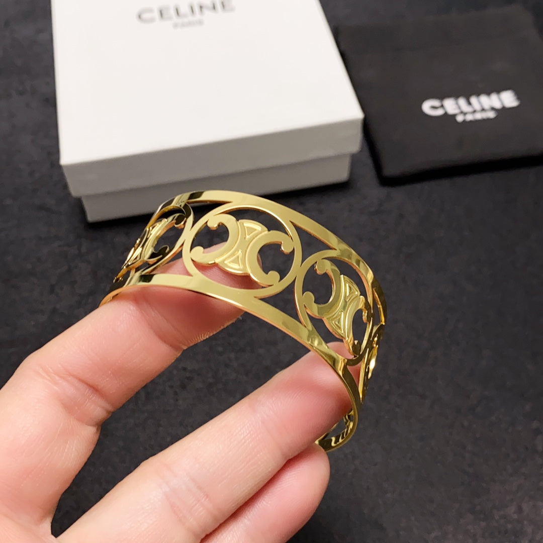 Celine Open Cuff 18K Gold Bracelet